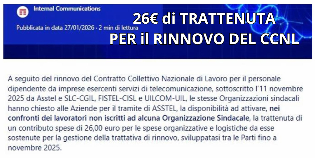 Comunicato trattenuta rinnovo CCNL