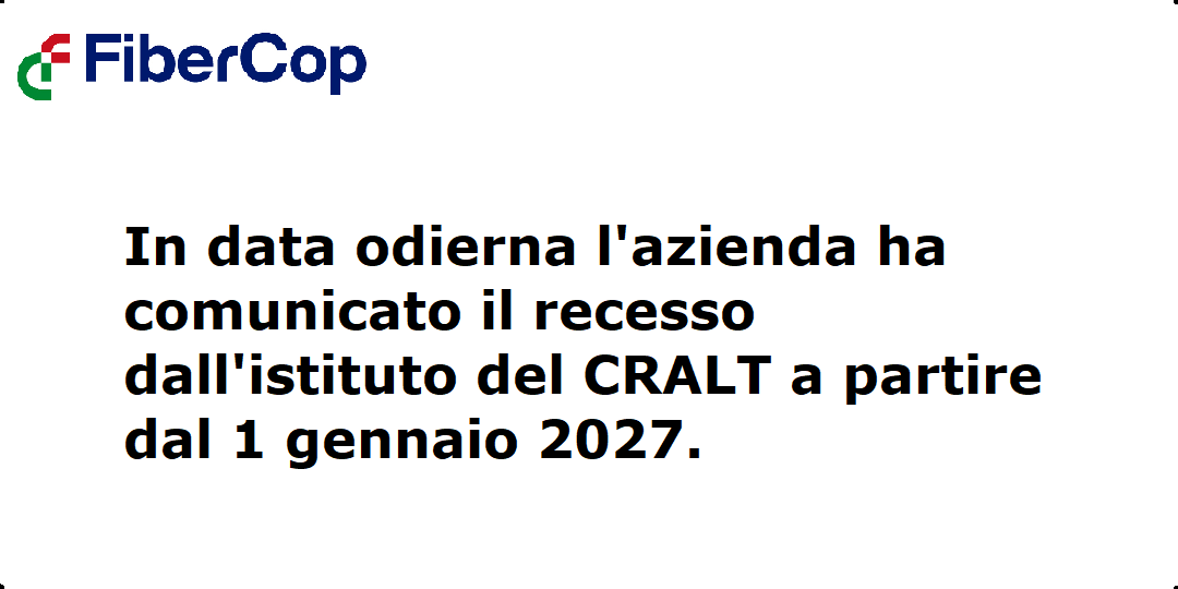 FIBERCOP DISDETTA IL CRALT