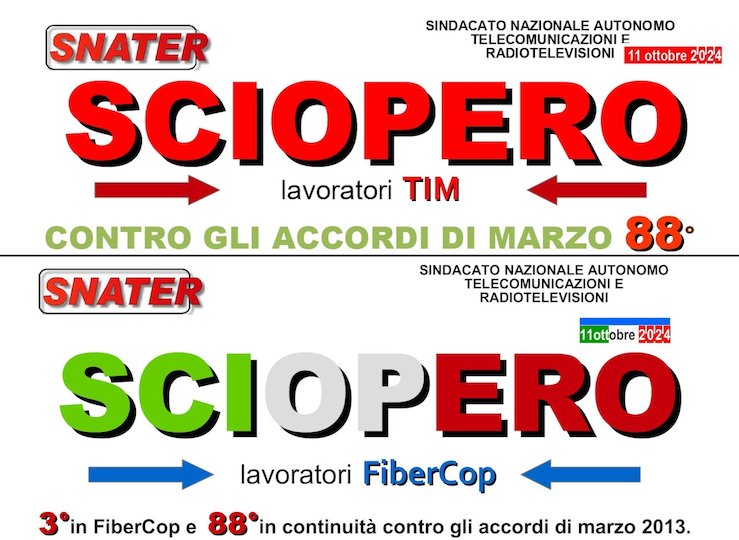 SCIOPERI IN TIM E FIBERCOP